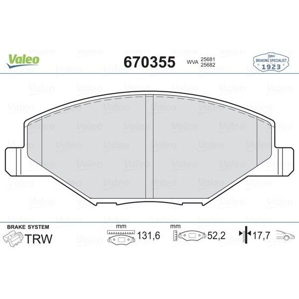VALEO 670355 DİSK FREN BALATASI ÖN FABIA 2007 -
