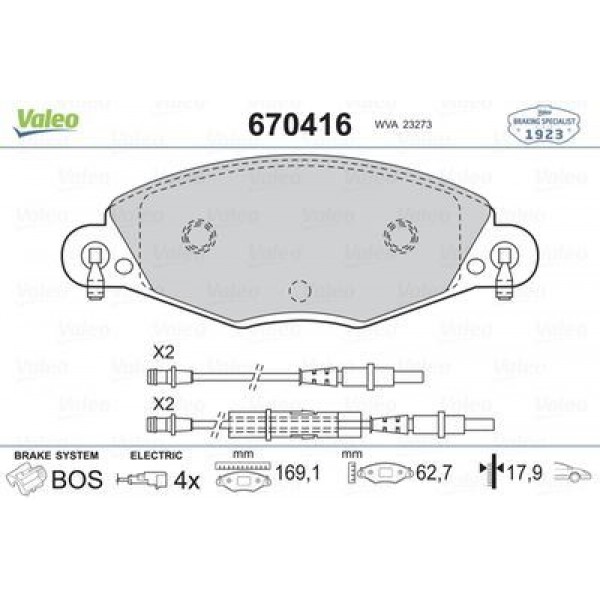 VALEO 670416 ÖN BALATA FİŞLİ B.Y TİP  C5 2.0 HDİ 04=-