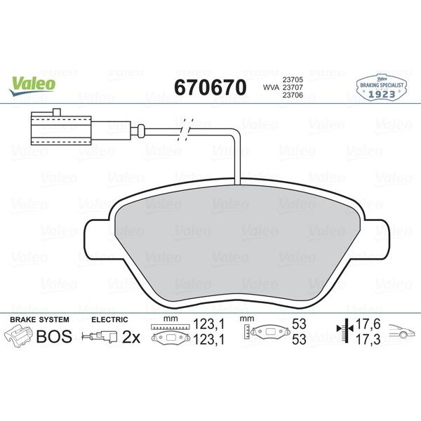 VALEO 670670 ÖN BALATA FİŞLİ LINEA-PUNTO-ALBEA 1.3 02=-