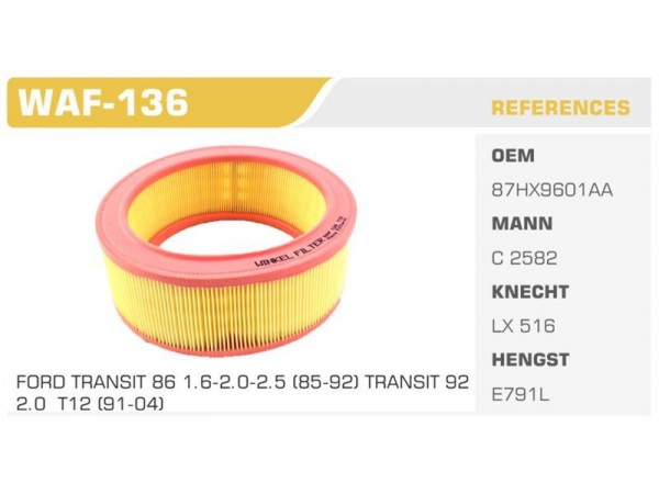 WINKEL WAF-136 HAVA FILTRESI TRANSIT T12 91-