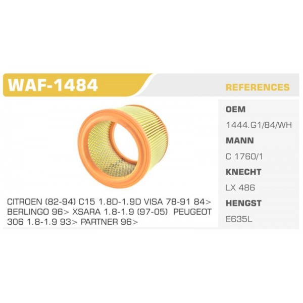 WINKEL WAF-1484 HAVA FILTRESI 306 PARTNER / XSARA BERLINGO 1.9D