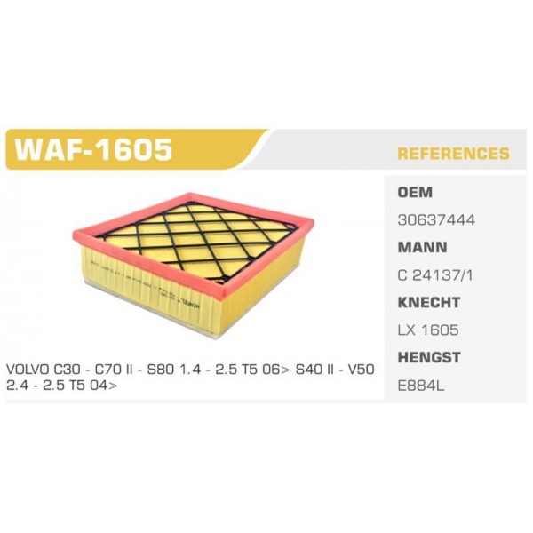 WINKEL WAF-1605 HAVA FİLTRESİ FOCUS 2.5T S-MAX 04-