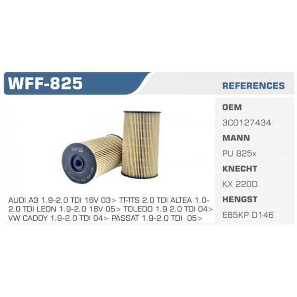 WINKEL WFF-825 MAZOT FİLTRESİ PASSAT CADDY III / A4 A6 2.0 TDI Koli: 50 Ad.