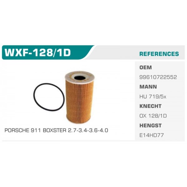 WINKEL WXF-128-1D YAĞ FİLTRESİ 911 BOXSTER CARRERA CAYENNE CAYMAN Koli: 50 Ad.