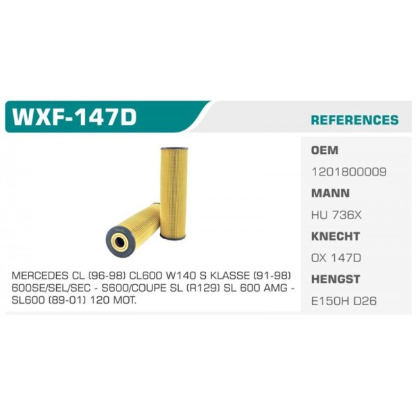 WINKEL WXF-147D YAĞ FİLTRESİ MERCEDES SL R129 SL 600 394HP 92-