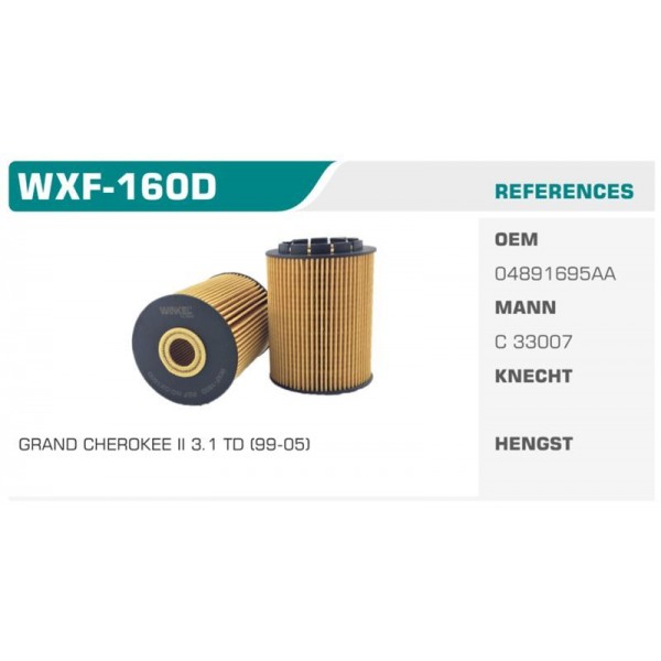 WINKEL WXF-160D YAĞ FİLTRESİ PASSAT SHARAN TOUAREG / A8 Q7 2.3 3.7 4.2 3.6 ECO Koli: 50 Ad.