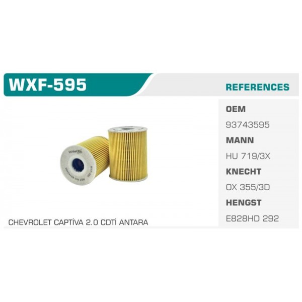 WINKEL WXF-595 YAG FILTRESI ANTARA / CAPTIVA CRUZE EPICA LACETTI / NUBIRA 1.4 16V 2.0 CDTI 2.0D ECO