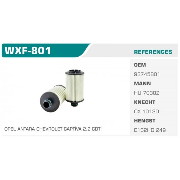 WINKEL WXF-801 YAĞ FİLTRESİ ANTARA 10-