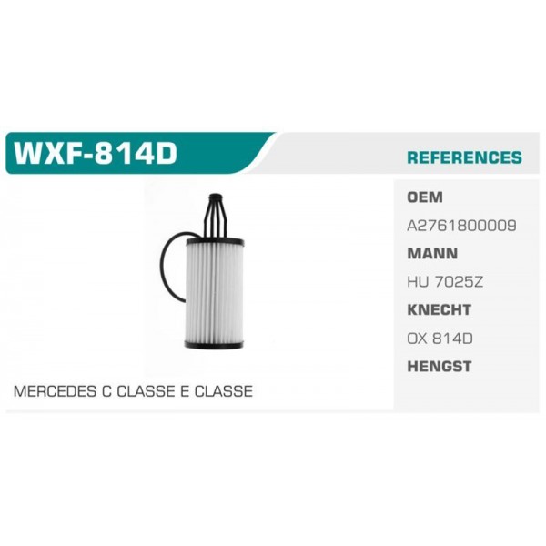 WINKEL WXF-814D YAĞ FİLTRESİ MERCEDES C350CGI C400 C450 CL500 CLS350 400 500 Koli: 50 Ad.