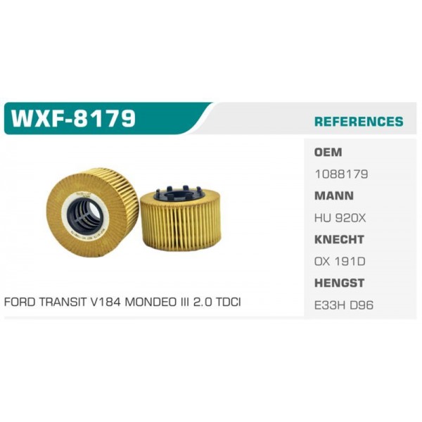 WINKEL WXF-8179 YAĞ FİLTRESİ MONDEO III TRANSIT 2.4 TDCI ECO Koli: 50 Ad.