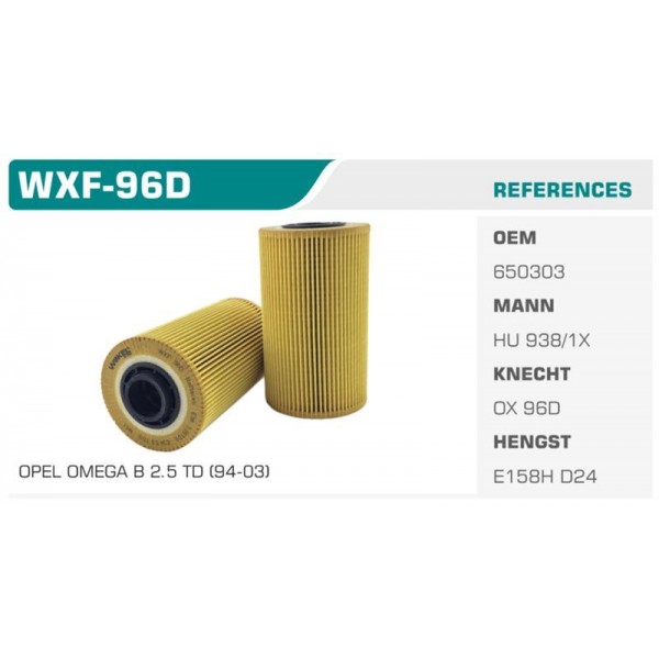 WINKEL WXF-96D YAĞ FİLTRESİ BMW 3 E36 BMW 5 E34 ECO MANN TİPİ Koli: 50 Ad.