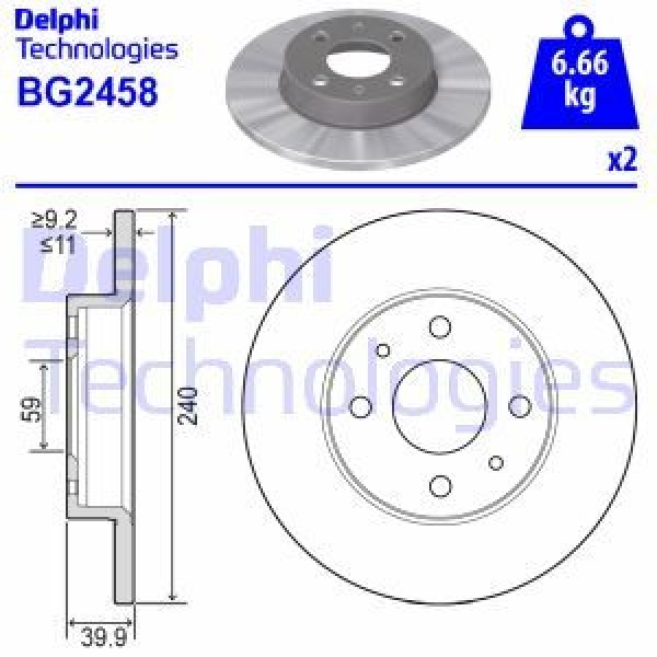 DELPHI BG2458 FREN DISKI ÖN 500 07-